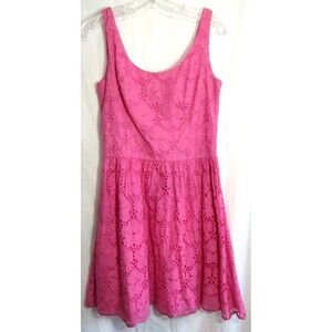 Lilly Pulitzer Pink Floral Eyelet Sleeveless Fit & Flare Dress Size 2 EUC